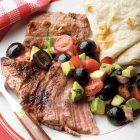 Grilled Flank Steak With Avocado And Olive Salsa